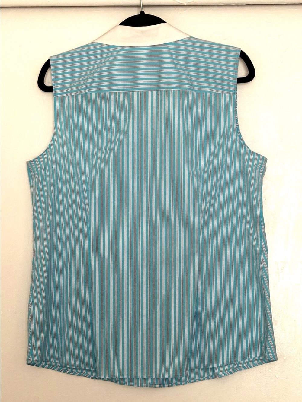 Talbots Non-Iron Perfect Shirt Castline Stripe Sleeveless Size 14 - Picture 3 of 5